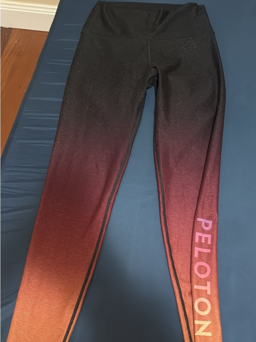 Peloton Ombre Black to Peach Leggings with Pink Logo